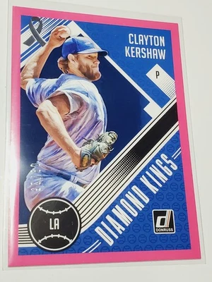 Clayton Kershaw 2018 Donruss Diamond Kings Pink 9/25 #14 SP Insert card Dodgers - Image 1 of 3