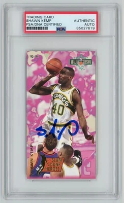 SHAWN KEMP Seattle Signed Fleer NBA JAM Slam Dunk Basketball Card #3 + PSA Auto - Image 1 of 2
