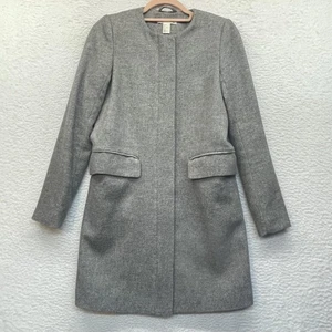 H&M Mantel Damen 2 grau Fischgrätmuster Mantel lang Herbst Winter Business Freizeit - Bild 1 von 10