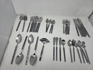 Lot of 39 Gold Standard Night Blossom Stainless Steel Flatware -Japan - Picture 1 of 8