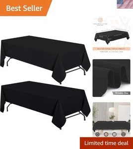 Black Polyester Tablecloths – 60x102 Inches, 2 Pack for Stylish Dining - Picture 1 of 10
