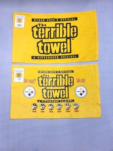 2 Original Pittsburgh Steelers Gold Terrible Towels Myron Cope's Official Yellow - Picture 1 of 8