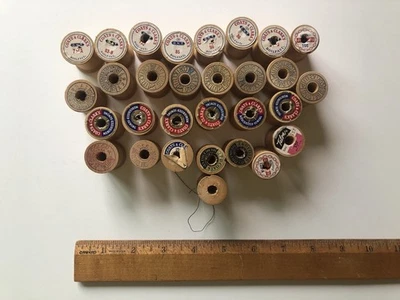 Vintage Belding Corticelli Silk Granny Core Coates Clark Sewing Wooden Spools  - Image 1 of 3