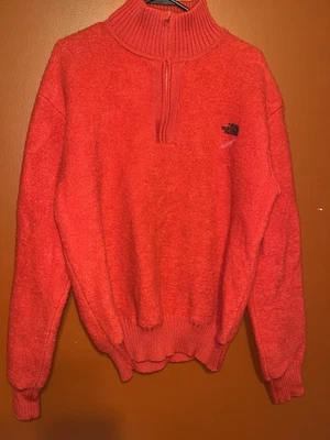 Vintage The North Face Extreme Sweater Mens M-L 1/4 Zip Heavy Red Wool Skiing - Image 1 of 4