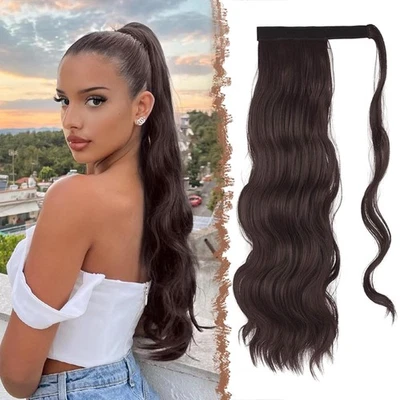 Lockige Wellige Haarteile Extensions Pferdeschwanz Zopf Clip in 60cm - Bild 1 von 2