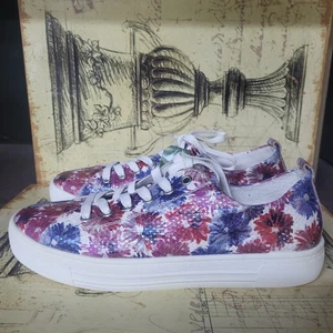 Size 8.5 (40)  Wmns Remonte D0900-91 Floral Leather Sneakers Casual Shoes Trainr - Picture 1 of 19
