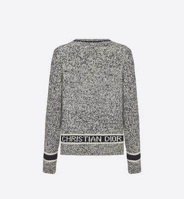 Suéter Christian Dior Azul Marino/Blanco Lana/Cachemira Mouline Cuello en V F 34/US 2 Foto 1 de 4