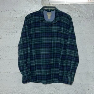LL Bean All Season Flannel Shirt 513053 Men’s Medium Green Purple Black - Picture 1 of 6