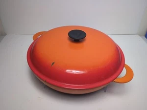 Le Creuset, Enameled Cast Iron #30 Round Skillet Oven Orange Read Desc. - Picture 1 of 6