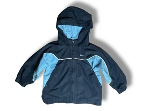 Nike 18M Boys Vtg Hooded Windbreaker Mesh Lined Full Zip  Jacket Blue  - Picture 1 of 4
