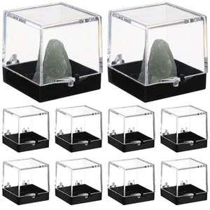  3 Pezzi Espositore Esemplari Trasparente Roccia Montaggio a Parete Custodie Minerale - Foto 1 di 12