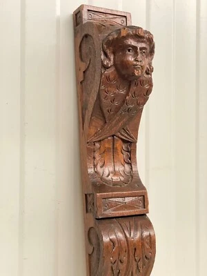 Un hermoso frontón de cara de ángel tallado en roble nr1- 18,11 pulgadas de alto Foto 1 de 4