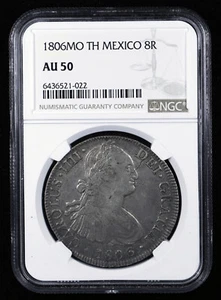 1806 MO TH Mexico 8 REALES NGC AU50 - Picture 1 of 3