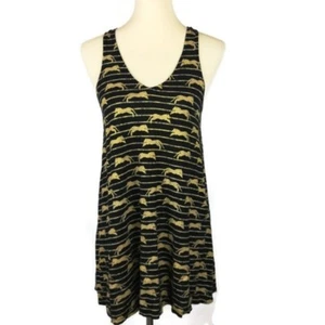 H&M Womens Size Small Animal Leopard Print Tank Top Racer Back Black and Gold - Picture 1 of 6