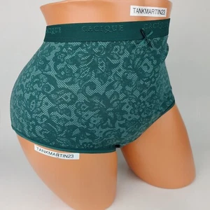 LANE BRYANT CACIQUE PLUS COTTON FULL BRIEF 22/24 PANTY GREEN WHITE FLOWERS - Picture 1 of 6