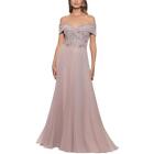 Xscape Womens Beige Drapey Maxi Evening Dress Gown Petites 8p Bhfo 9718