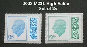 2023 M23L King Charles Definitives - hochwertige Singles £ 2 + £5 - Bild 1 von 1