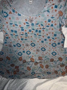 Lularoe Perfect T 8-14 Tunic Gray Blue Dip Roses Floral 🦄 New Small 8/10 10/12 - Picture 1 of 13
