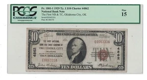 U.S. (Oklahoma City, OK) - 1929 $10.00 National Currency Banknote (PCGS Fine 15) - Picture 1 of 2