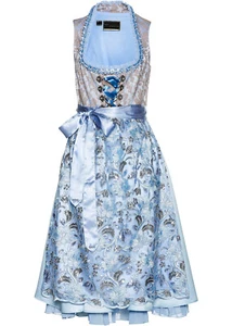 Dirndl mit Pailletten-Schürze Gr. 36 bis 54 Puderblau Trachten Fest-Kleid Neu - Bild 1 von 2