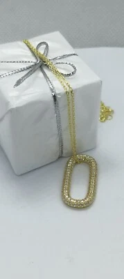 COLLANA CIONDOLO ARGENTO OVALE ZIRCONI BIANCHI FORZATINA CM 45-50 EXPLOIT - Immagine 1 di 4