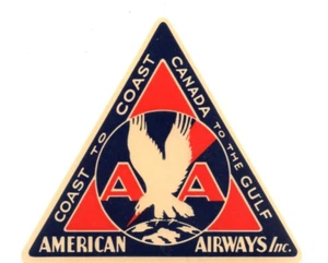 4 1/2" Wide x 4" High American Airways (Airlines) Luggage Label Original Gum - Picture 1 of 2