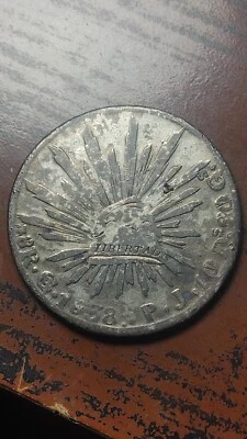 1838 Go PJ Guanajuato Mexico Silver 8 Reales Chopmark                       S810 - Image 1 of 2