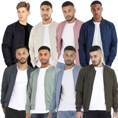 Brave Soul Sanjay Mens Bomber Jacket Long Sleeve Zip Up Lightweight Outdoor Coat - Image 1 of 4