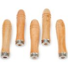 Set of 5 Wooden For File Handle Replacement with Metal Collar 11cm Length