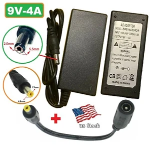 Fuente de alimentación adaptadora de CA/CC de 9V 4A con punta de alimentación de CC de 5,5 x 2,5 mm + punta de alimentación de CC de 1,7 x 4,8 mm enchufe de EE. UU. - Imagen 1 de 7