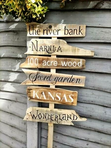 Rustic Wedding Fairytale Direction Sign Personalised Garden Wonderland plaque - Picture 1 of 25