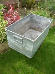 More details for large vintage galvanised trough with handles ideal garden planter
