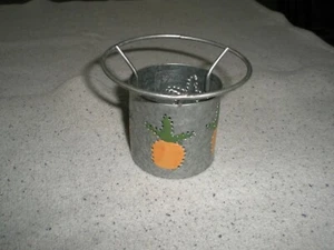 Fall or Autumn tin candle holder votive or tea light decor w/ Pumpkin - Picture 1 of 5