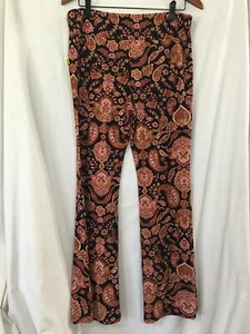 New No Boundaries Paisley Floral Knit Flare Pants Juniors Women Many Sizes - Picture 1 of 3