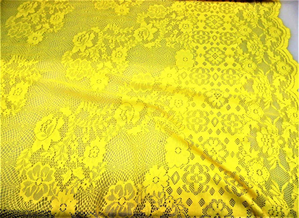 Descuento Tela Malla Elástica Encaje Amarillo Bordado Floral Transparente B601 Foto 1 de 1