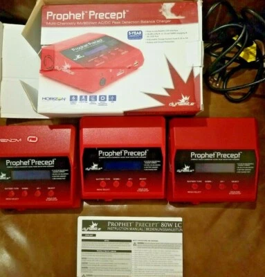 Lot of 3 Prophet Precept 6A/80watt AC/DC  Balance Charger for parts or repair - Image 1 of 2