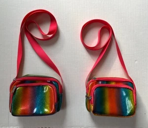 LOT OF 2 - RAINBOW SHIMMER TODDLER PURSE - ZIPPER CLOSURE - 2 POCKETS - Picture 1 of 3