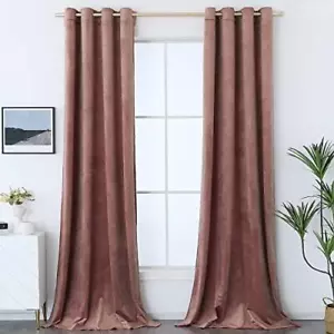 Timeper Pink Velvet Curtains 84 inches - Elegant Decor Mauve Blackout Curtains - Picture 1 of 6
