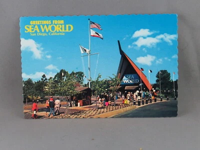 Vintage Postcard - Sea World California Main Entrance - Continental Card Foto 1 de 4