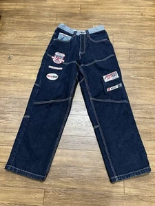 SouthPole Jeans Mens 29 Blue Baggy Y2K Hip Hop Patched Tapered Actual 29x29 - Picture 1 of 10