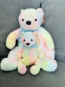 Ty Beanie Baby Bear Bundle, Mellow Multi-Colored Rainbow (2 bears) Beanie Babies