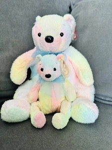 Ty Bear Paket, Mellow Mehrfarbig Regenbogen (2 Bären) Beanie Babys - Bild 1 von 9