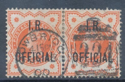 GB OFFICIALS QV ½d orange Jubilee with overprint „I.R. / OFFICIAL“ COWBRIDGE 224 - Image 1 of 2