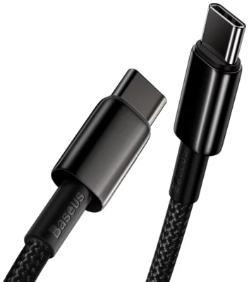 Baseus Tungsten Gold Fast Charging Data Cable Type-C to Type-C 100W 1 M USB-C - Image 1 of 4