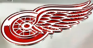 Marco de matrícula láser plateado Detroit Red Wings coche nuevo hombre pantalla cueva - Imagen 1 de 2