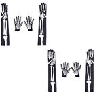  4 Pairs Skeleton Hand Gloves Cosplay Outfits Bone Print Clothing
