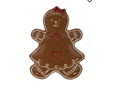 Pan de Jengibre Niña con Arco Plato de Cerámica Navidad Vacaciones Hobby Lobby Agotado  Foto 1 de 3