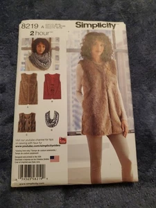 Simplicity 8219 Lined Vest (3 Length) & Scarf Misses XS-XL Sewing Pattern Uncut  - Picture 1 of 2