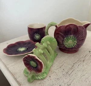 Vintage Shorter & Son Anemone Pottery set 4  jug rack pot saucer hand painted   - Picture 1 of 12