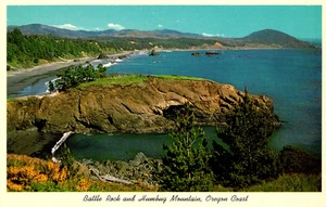 Battle Rock and Humbug Mountain Oregon Coast VTG Continental PC post1974 -pb212 - Picture 1 of 2
